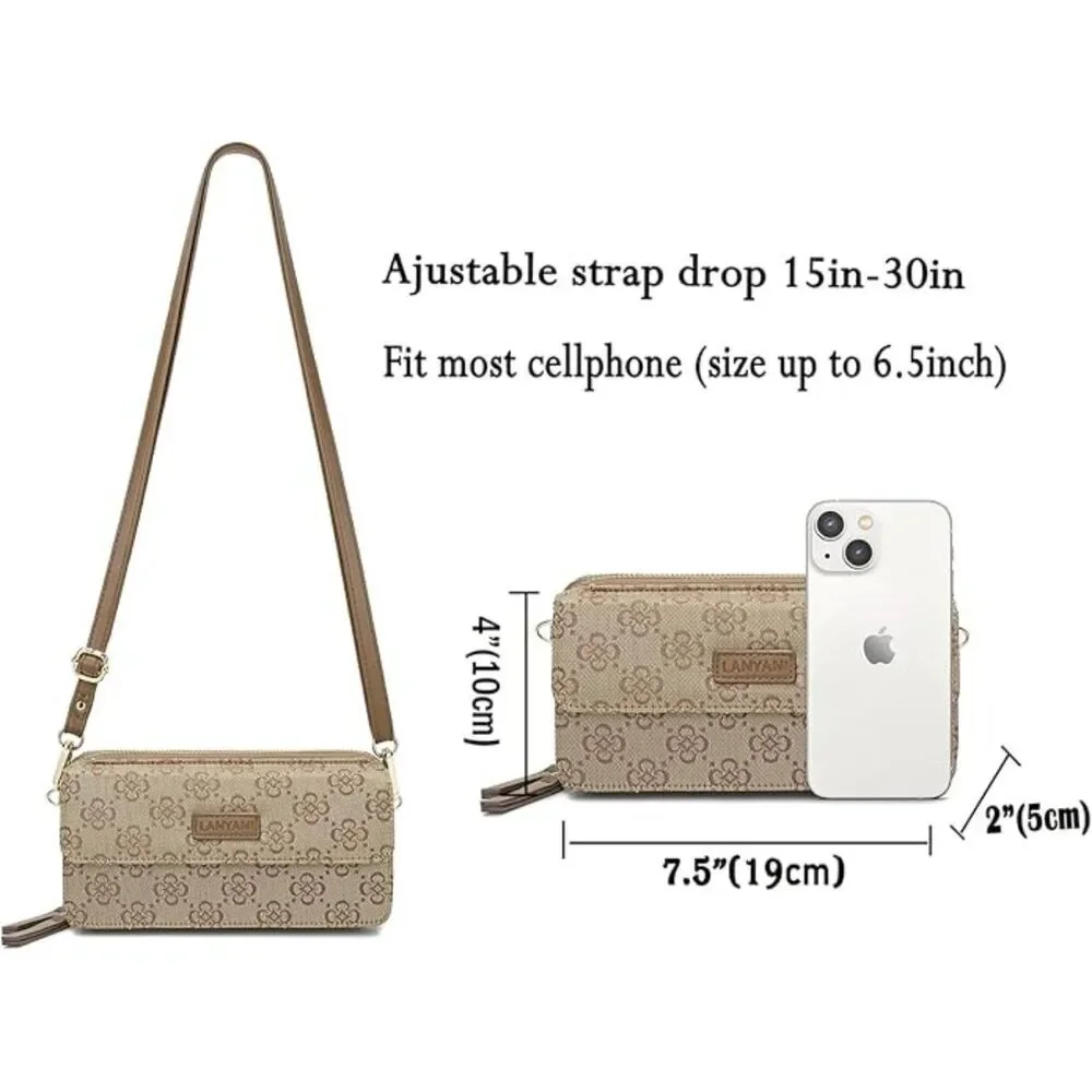 Women Jacquard Khaki Imported Faux Leather Crossbody With Phone Pocket Bags - Picture 4 of 4